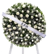 Corona Funebre rosas y baby breath